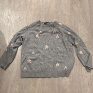 360 Cashmere Gray Sweater with Pink Star Details